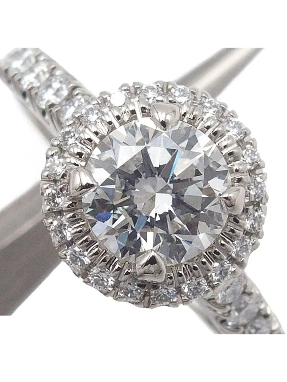 Cartier Destinee Solitaire Ring Platinum Diamond Pave 48